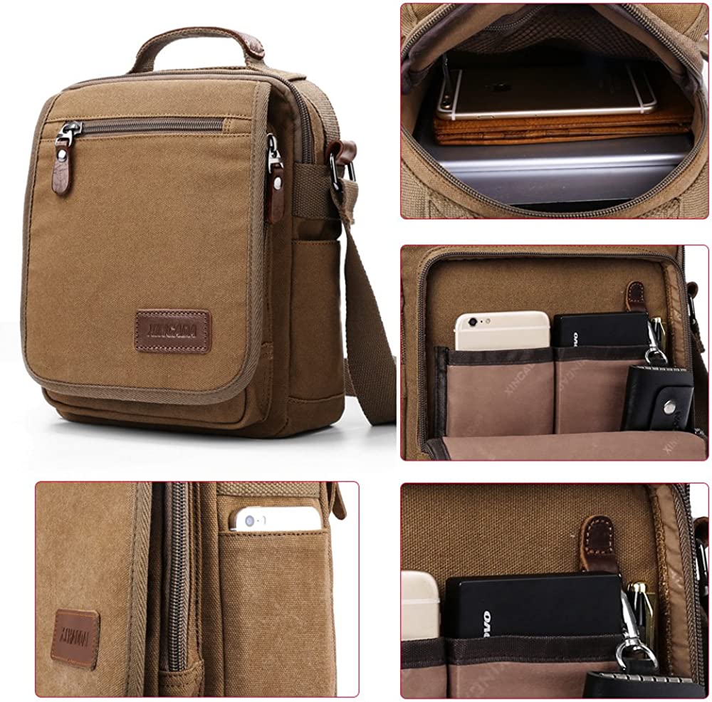 XINCADA Mens Bag Messenger Bag Canvas Shoulder Bags Travel Bag Man Purse Crossbody Bags for Work Business - Image 6